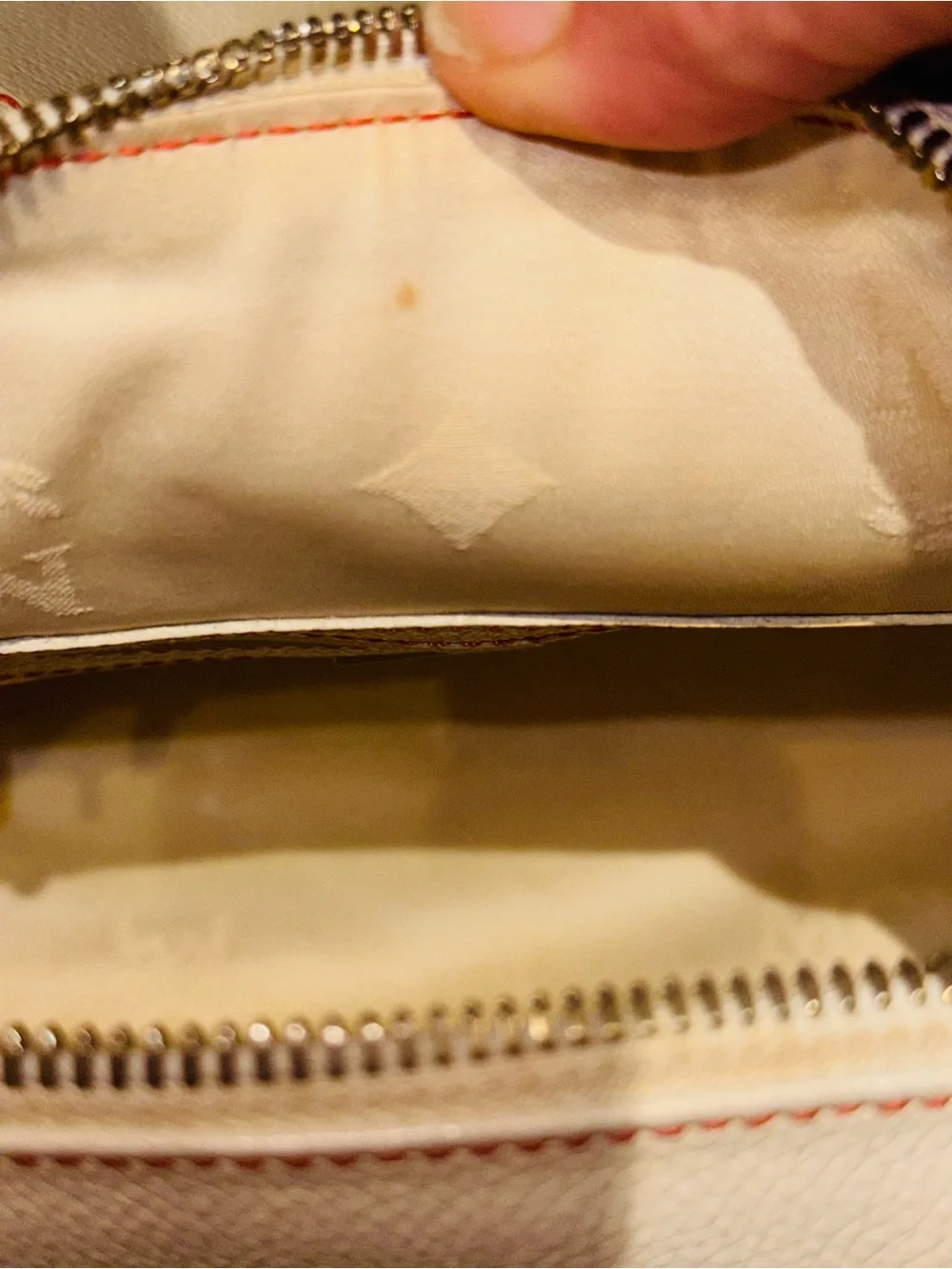 MCM - Creamy White Pebbled Leather Mini Boston w/ Gold Hardware